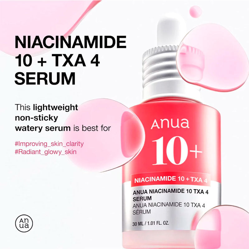 Anua Niacinamide 10% + TXA 4% Serum ~ “Brightens, evens skin tone, and reduces dark spots.” ✨