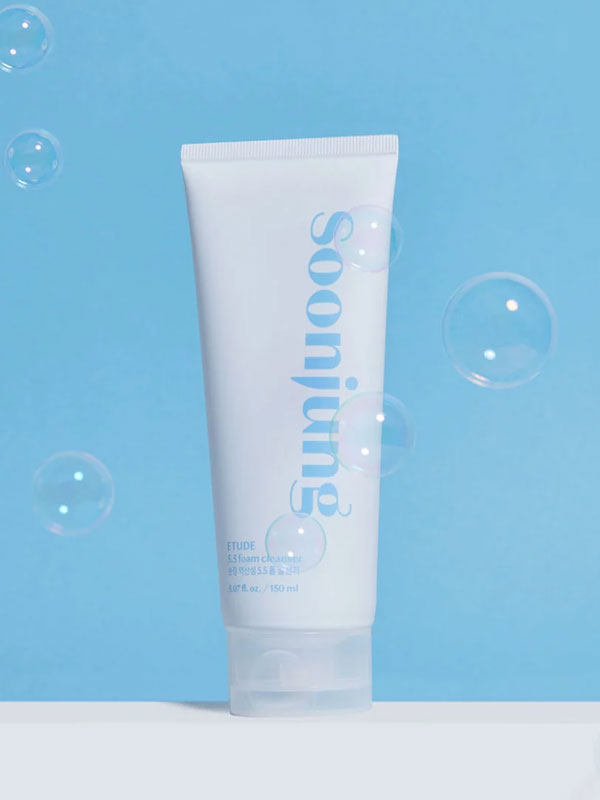 Etude House Soonjung 5.5 Foam Cleanser~Mild,pH-balanced foam that gently cleanses and protects your skin's barrier"